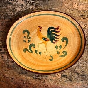 Vintage Pennsbury American Pottery OVAL platter serving rooster farm country